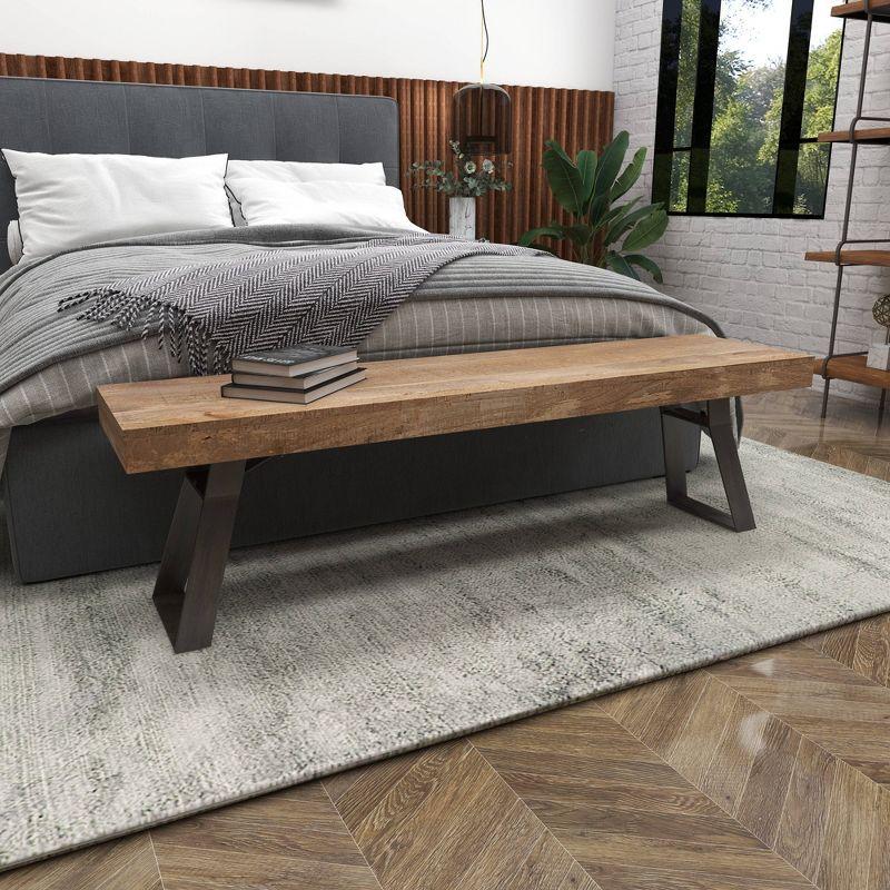 Natural Solid Wood Bench Light Brown - Olivia & May: Rustic Entryway, 3-Person Seating