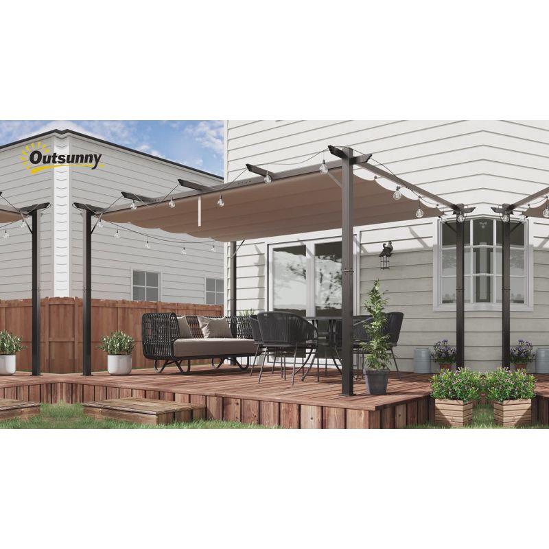 Outsunny Pergola with Retractable Shade Canopy, Aluminum