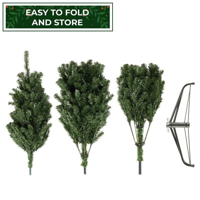 Casafield Realistic Pre-Lit Green Spruce Artificial Holiday Christmas Tree with Sturdy Metal Stand