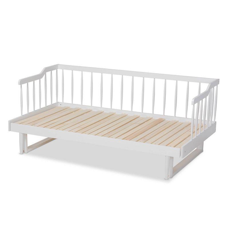 Baxton Studio Twin to King Muriel Expandable Spindle Daybed White : Contemporary Style, No Box Spring Needed