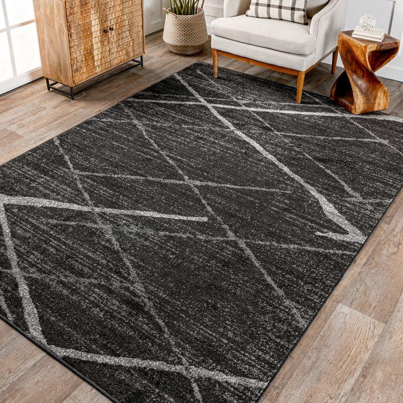 Thigpen Modern Crisscross Lines Area Rug, 3' x 5', Dark Grey