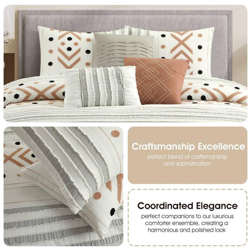 Nanshing 7pc Olga Geometric Comforter Set Light Taupe