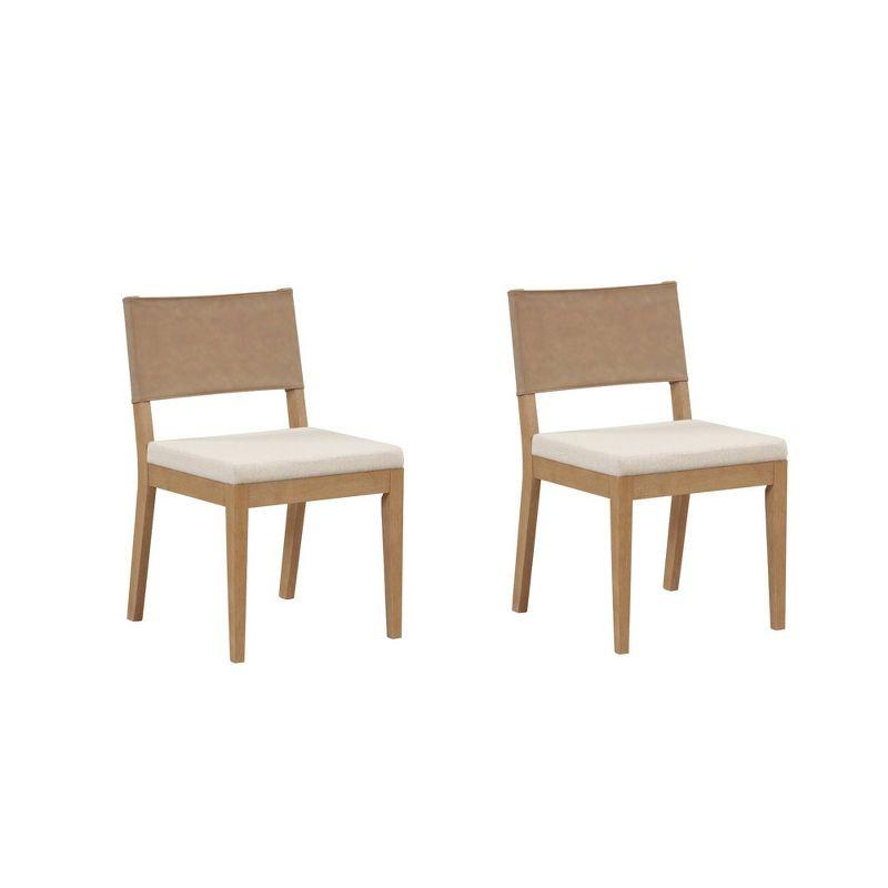 Linus Brushed Light Brown Faux Leather Upholstered Dining Chairs, Set of 2