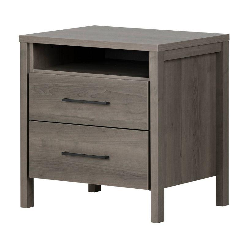 Modern Gray Maple 2-Drawer Laminate Chest with Metal Handles