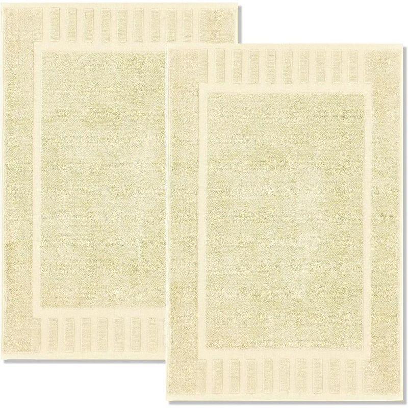 White Classic Cotton Bath Mat Floor Towel [Not a Rug] 2-Pack - 22x34" Beige