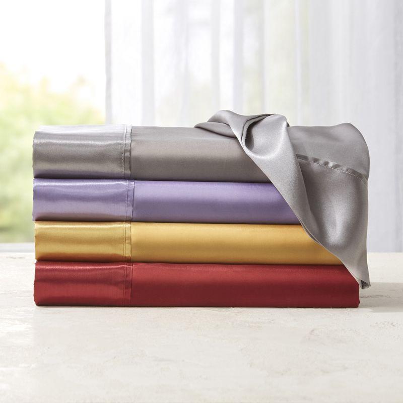 BrylaneHome Satin Bedtite; Sheet Set - Full, Silver