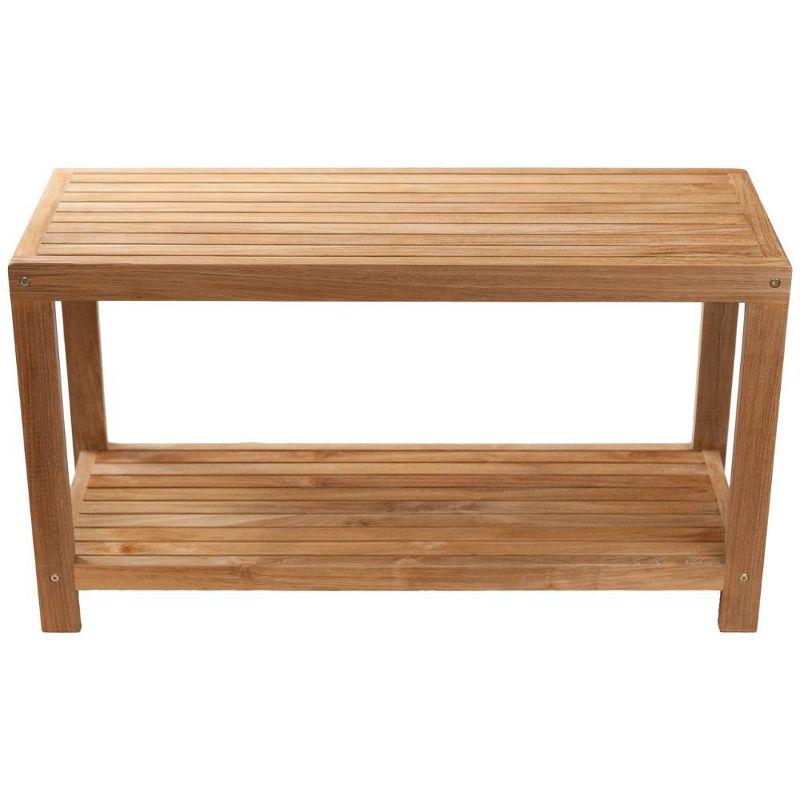 Nordic Teak 35" Natural Shower and Bath Spa Bench with Shelf  - Beige