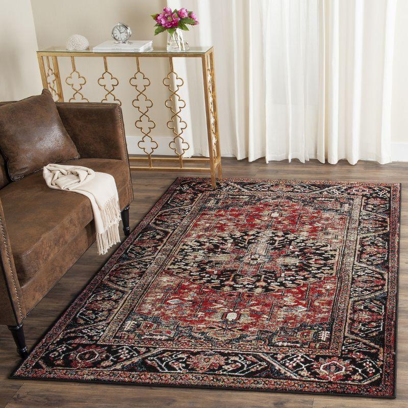 Elegant Antique Floral Red Synthetic 5' x 7' Area Rug