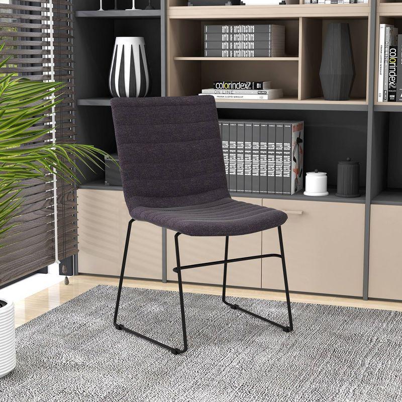 LeisureMod Ergonomic Office Chair Upholstered Guest Side Chair Padded Polyester Desk Chair Zylar Series in Brown