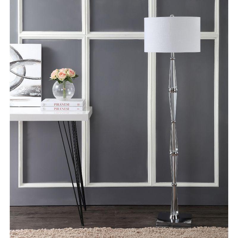 Francine 60" Crystal Chrome Floor Lamp with White Drum Shade