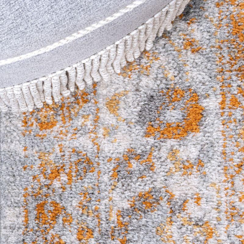 9'x12' Indhira Ornate Medallion Persian Area Rug, Orange/Cream - JONATHAN Y