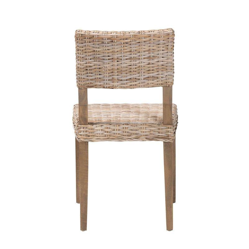 bali & pari Barossa Rattan and Mahogany Wood Dining Chair Kubu Gray/Rustic Taupe