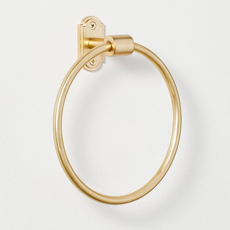 Classic Brushed Gold Aluminum and Zinc Towel Ring