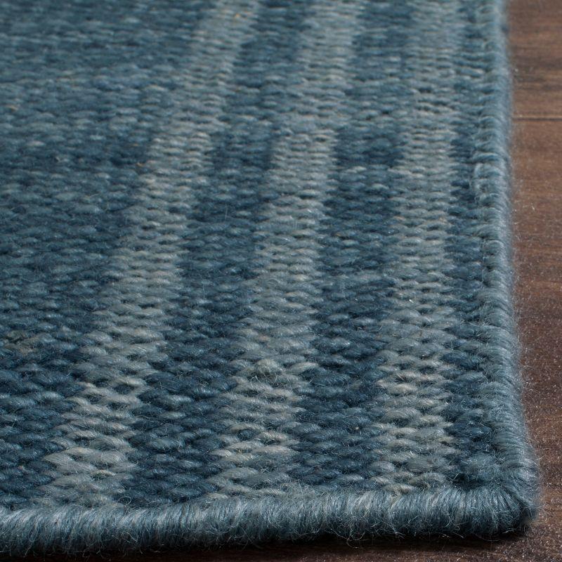 Blue and Light Blue Hand Woven Wool Area Rug