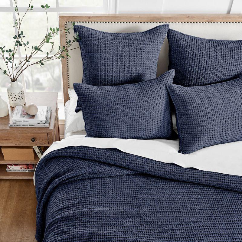 Navy Cotton Waffle Weave Standard Sham Set