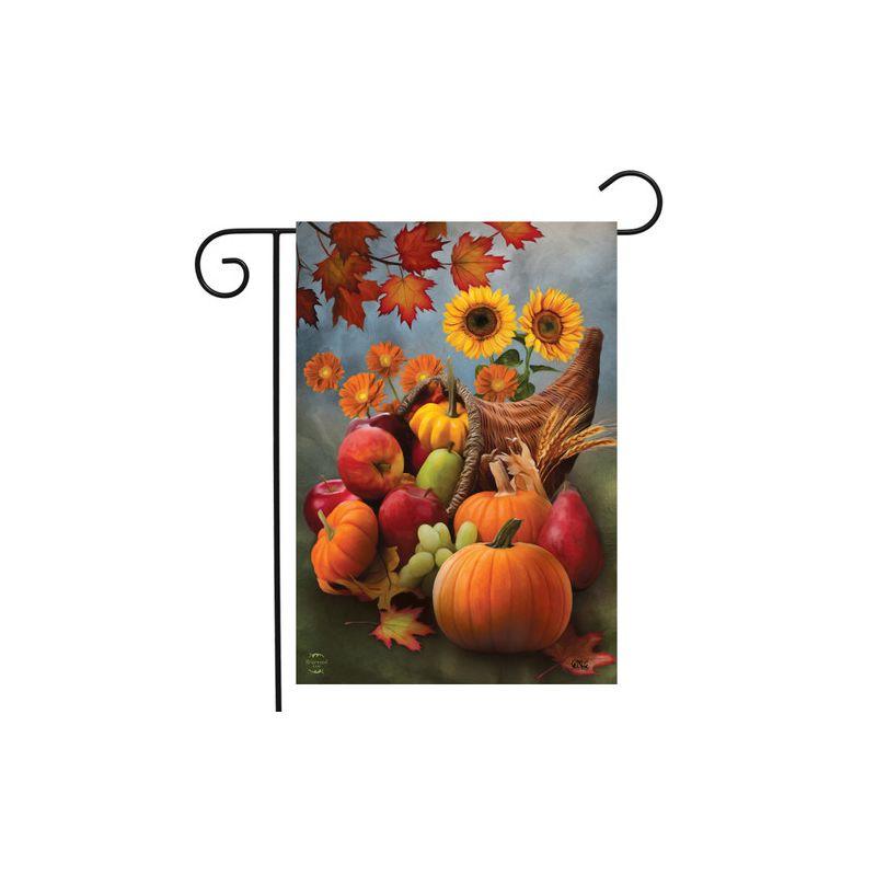 Bountiful Cornucopia Autumn Garden Flag Fruit Flowers 18" x 12.5" Briarwood Lane