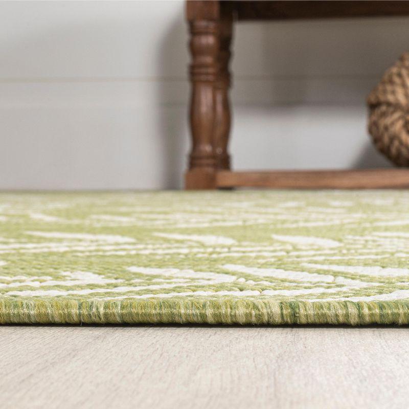 2' x 10' Nevis Palm Frond Indoor/Outdoor Runner Rug, Green/Cream - JONATHAN Y
