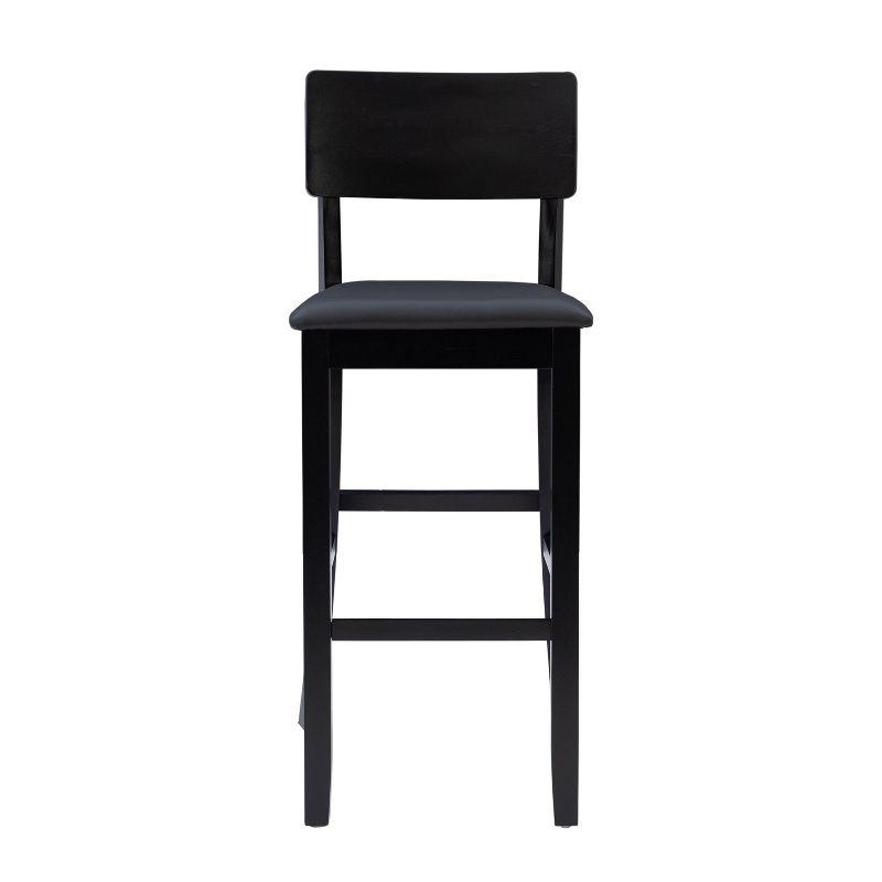 Linon 29" Torino Padded Seat Faux Leather Contemporary Barstool Hardwood/Black: Vinyl Upholstery, Wood Legs, Foam Fill