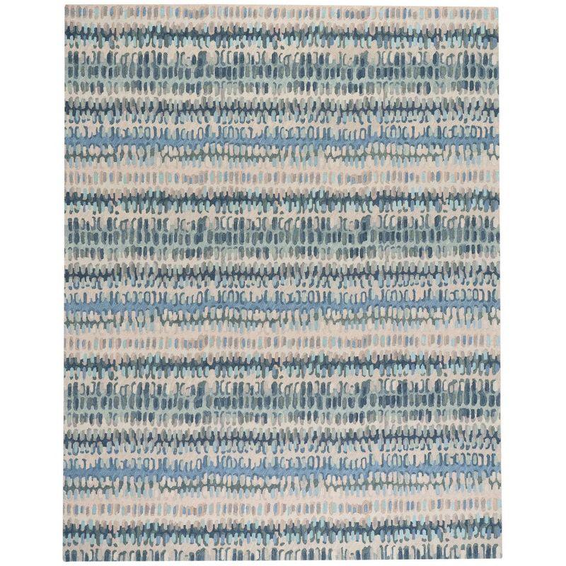 Paint Chip Abstract Hand Wool Indigo/Denim/Beige Area Rug