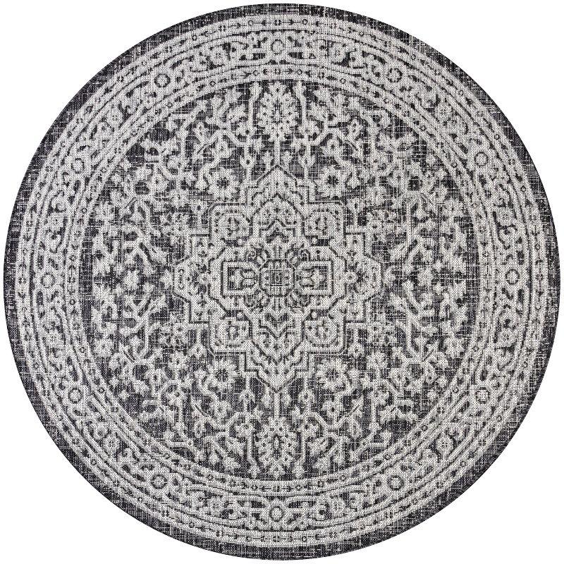 Sinjuri Medallion Textured Weave Indoor/Outdoor Area Rug - JONATHAN Y