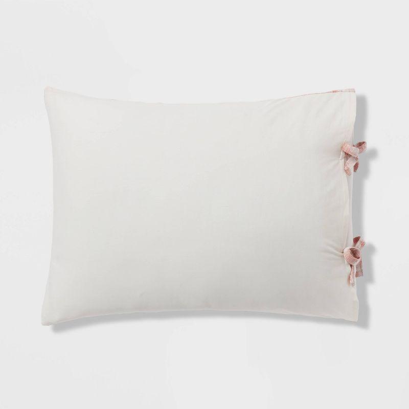 Full/Queen Yarn Dye Ikat Duvet Cover and Sham Set Ivory/Mauve - Threshold™: Cotton Slub, Zippered, Oeko-Tex Certified