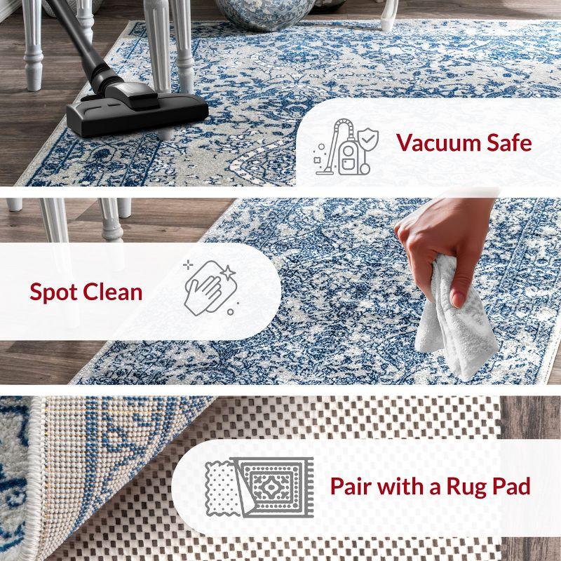 Nuloom Odell Oriental/Persian 2x10 Runner Indoor Area Rug for Living Room Bedroom Dining Room Entryway Hallway Kitchen, Blue/Ivory