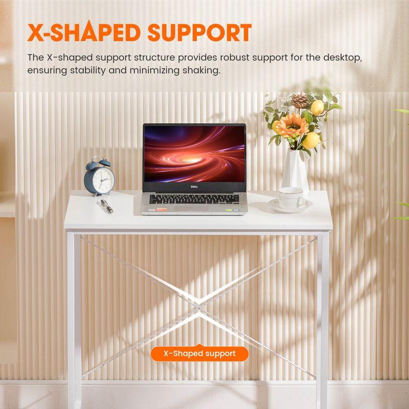 COMHOMA 32'' Computer Desk, Study Writing Table for Small Space, Save Space Office Desk with Metal Legs, White
