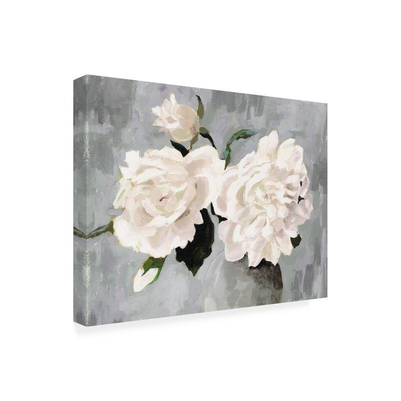 Trademark Fine Art - Victoria Borges  White Blooms in Gray Vase I Canvas Art