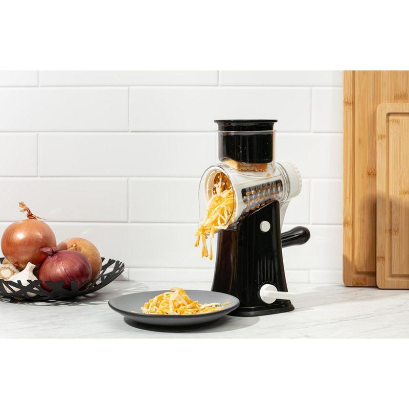 Rotary Cheese Grater with Handle, Manual Cheese Shredder Strong Suction Base. Kitchen Mandoline Vegetable Slicer. Grater for Fruit, Vegetables, Nuts