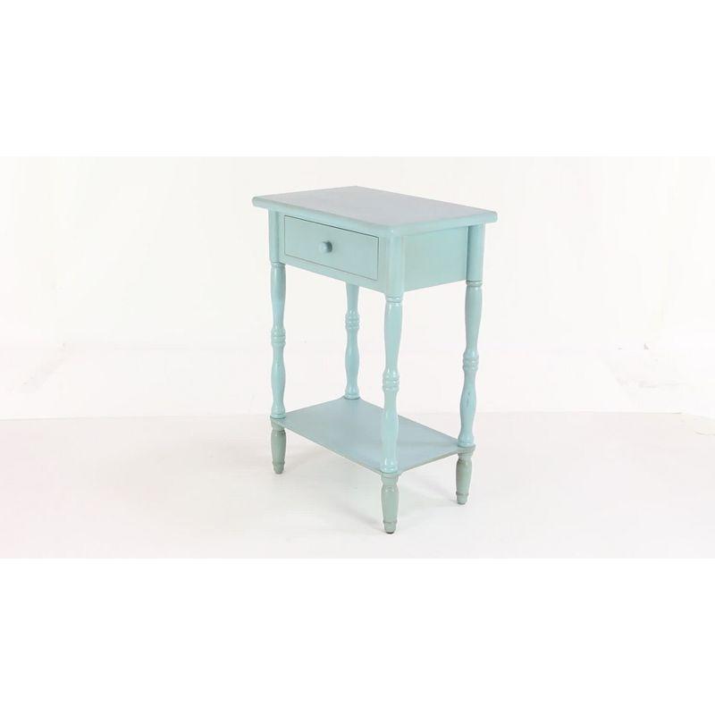 Aqua Blue Weathered Wood Accent Table with Storage