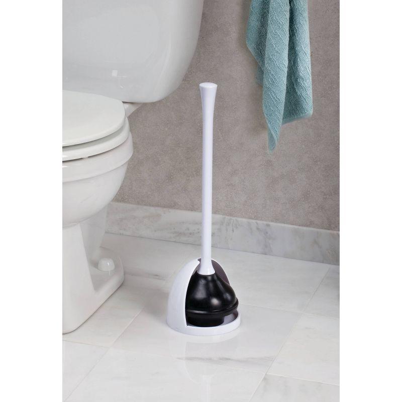 iDESIGN Una Toilet Plunger with Holder White