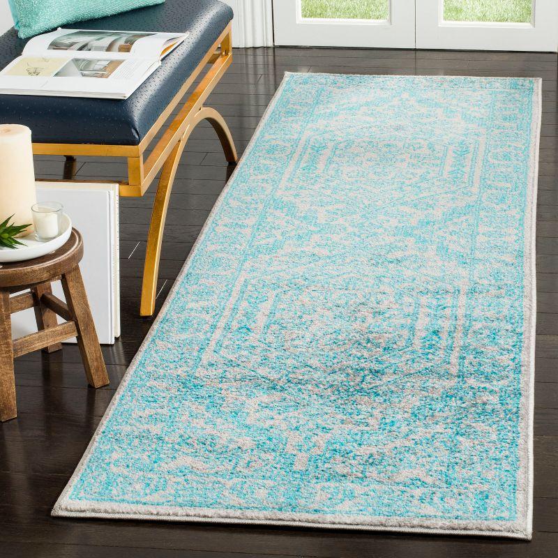 Adirondack ADR108 Power Loomed Runner Rug - Light Grey/Teal - 2'6"x8' - Safavieh.