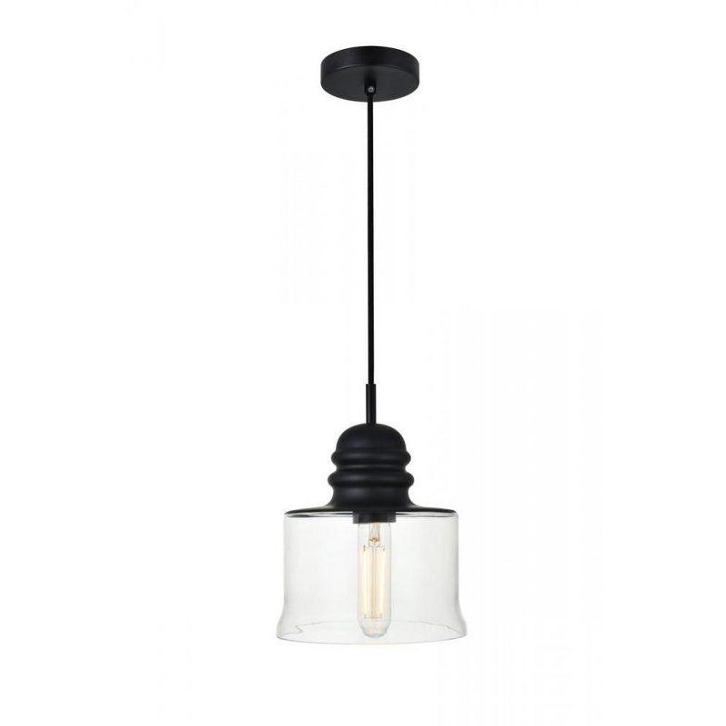 Elegant Lighting Kenna 1 Light Black Pendant With Clear Glass