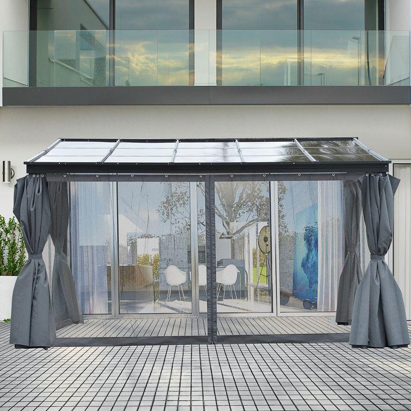 Outsunny 10' x 13' Gray Aluminum Patio Gazebo with Polycarbonate Roof