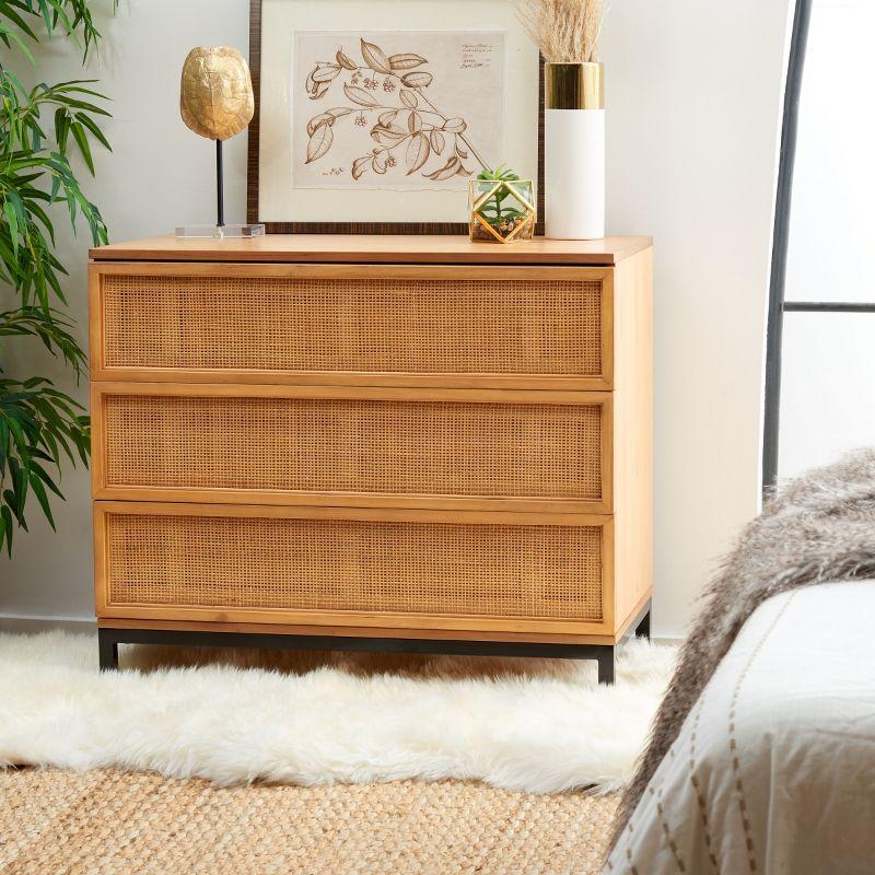 Zadie 3 Drawer Rattan Chest - CHS5004 - Natural/Black - Safavieh