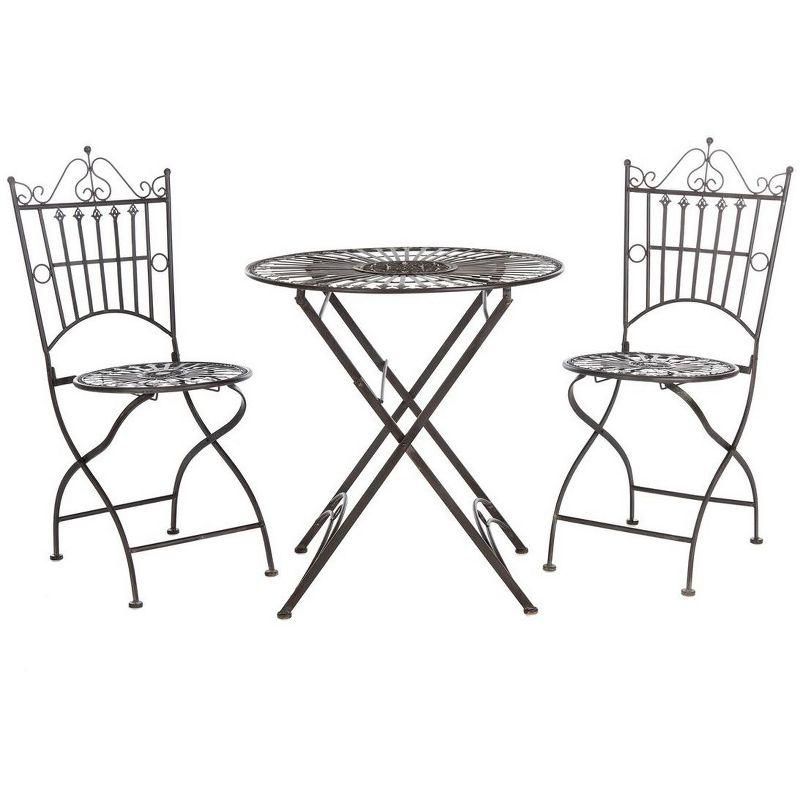 Belen Bistro Set, One Table And Two Chairs - Outdoor - PAT5020 - Unearthed Rust - Safavieh