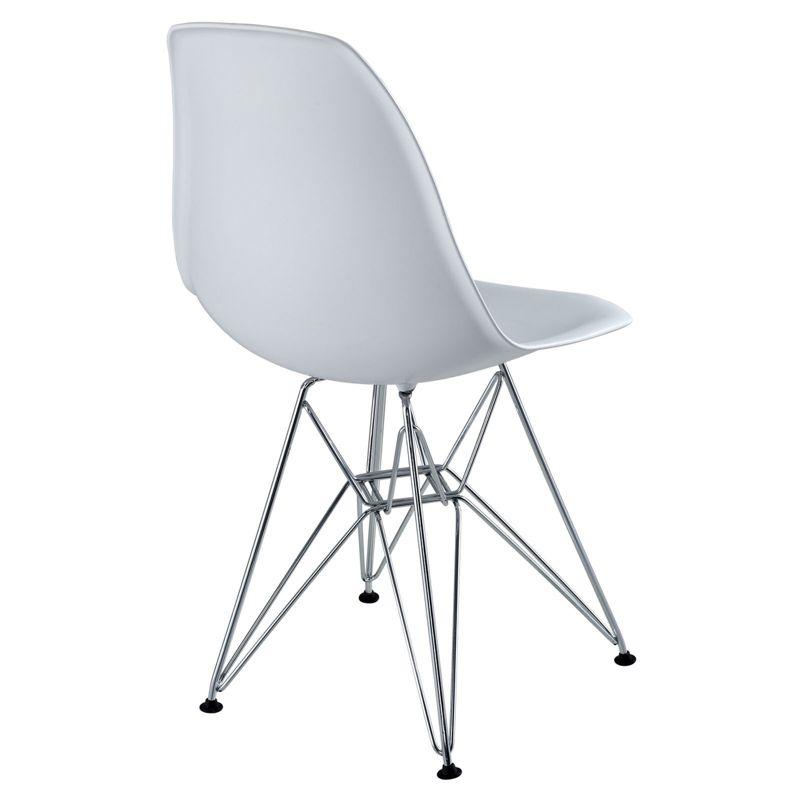 Sleek Modern Chromed Steel White Side Chair for Indoor/Outdoor