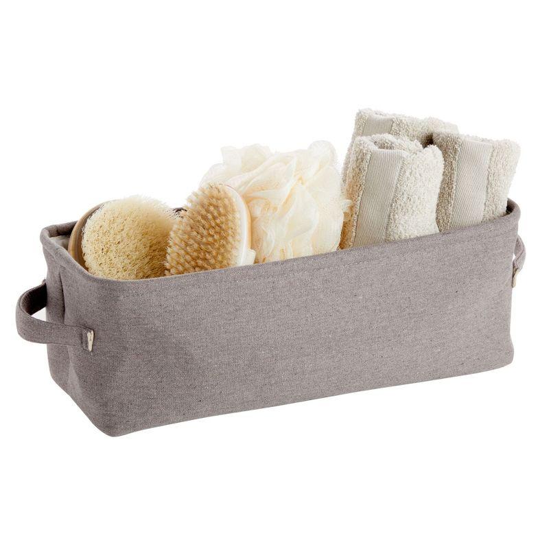 Gray Jute Fabric Storage Bin Basket Container Cubes Organizer with Handles Rectangular 16"x6"x5.25"