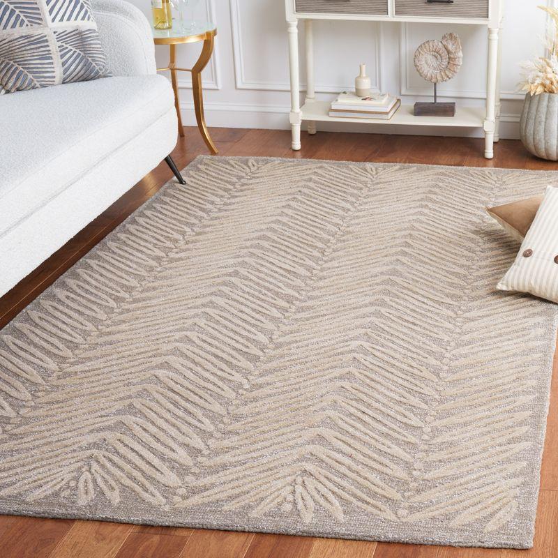 Martha Stewart Chevron Leaves - MSR3612 - Indoor Hand Tufted Area Rugs - Chamois Beige - 5'x8'
