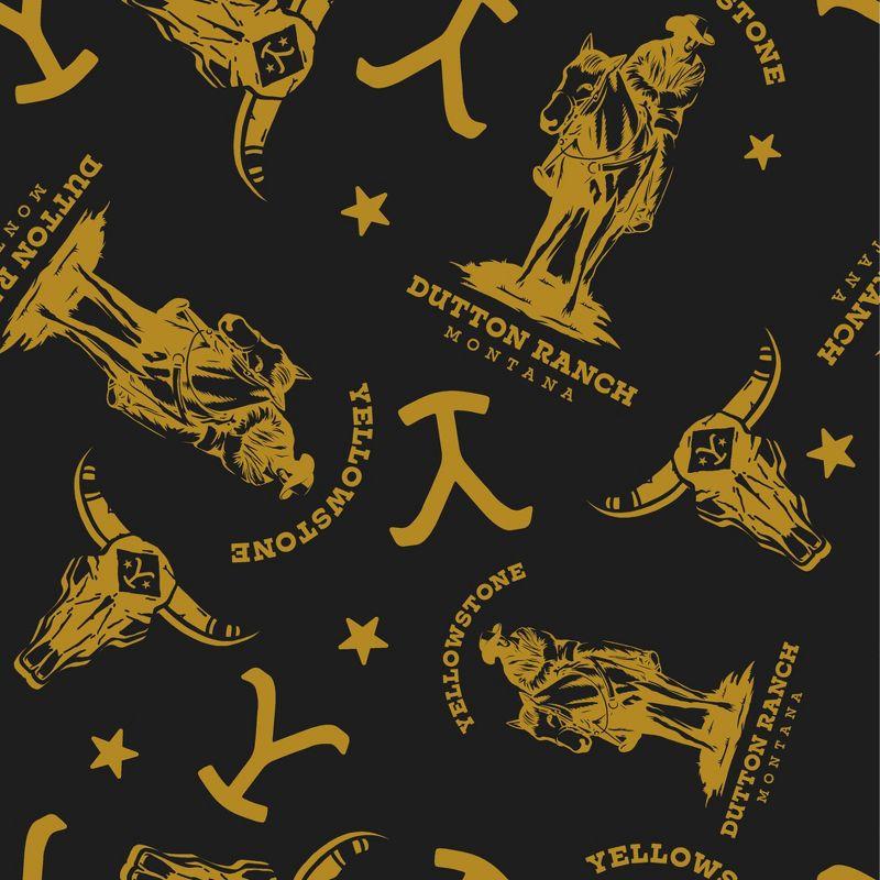 Yellowstone Dutton Ranch & Logo AOP Men's Black Wash Sleep Pajama Pants-XL