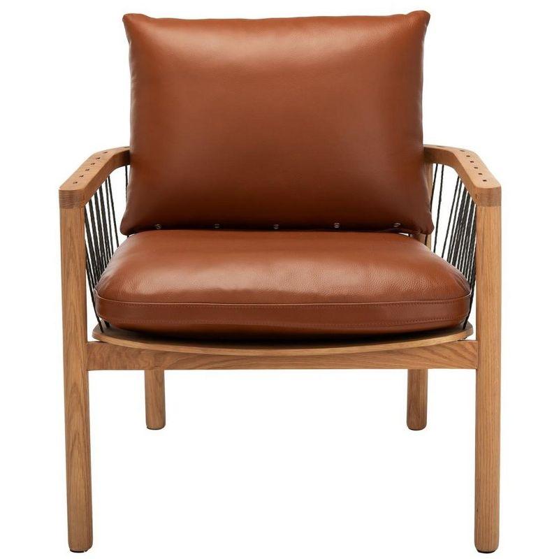 Caramel Midcentury Leathe Chai - Brown - Safavieh