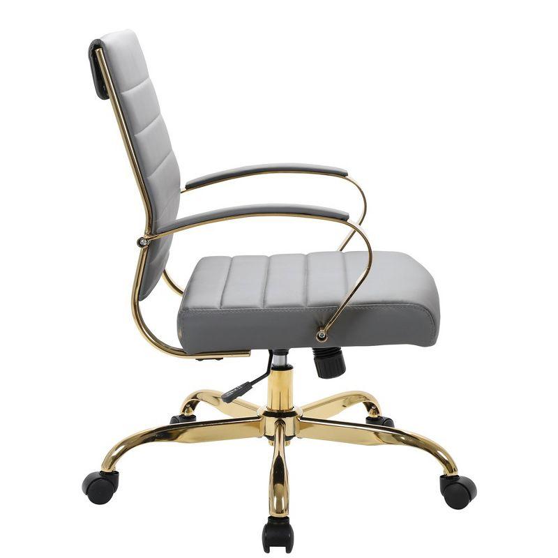 Everly Quinn Naudain Leather Office Chair – Modern Executive Swivel Task Chair with Wheels, Adjustable Height & Padded Arms for Desk or Conference Room