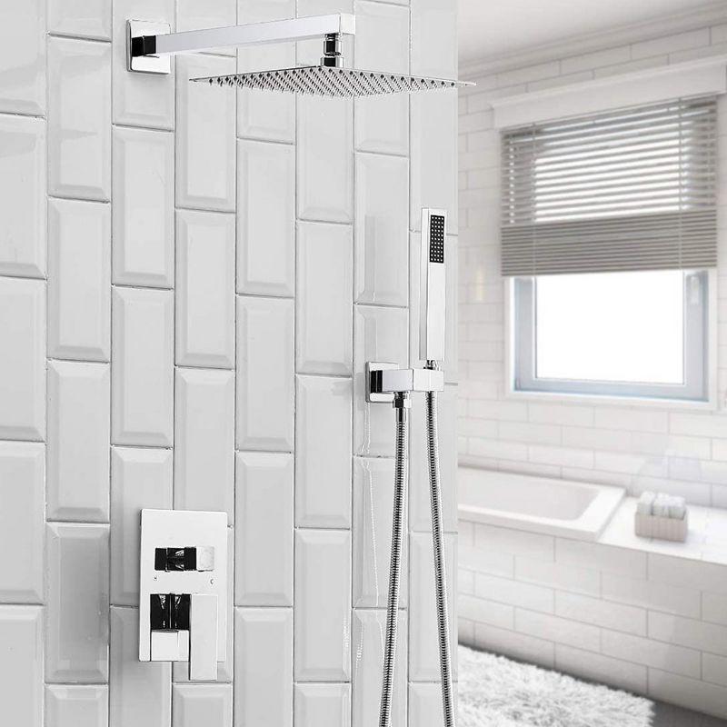 3-Spray Patterns With 2.5 GPM 12 in. Showerhead Wall Mounted Dual Shower Heads with Valve