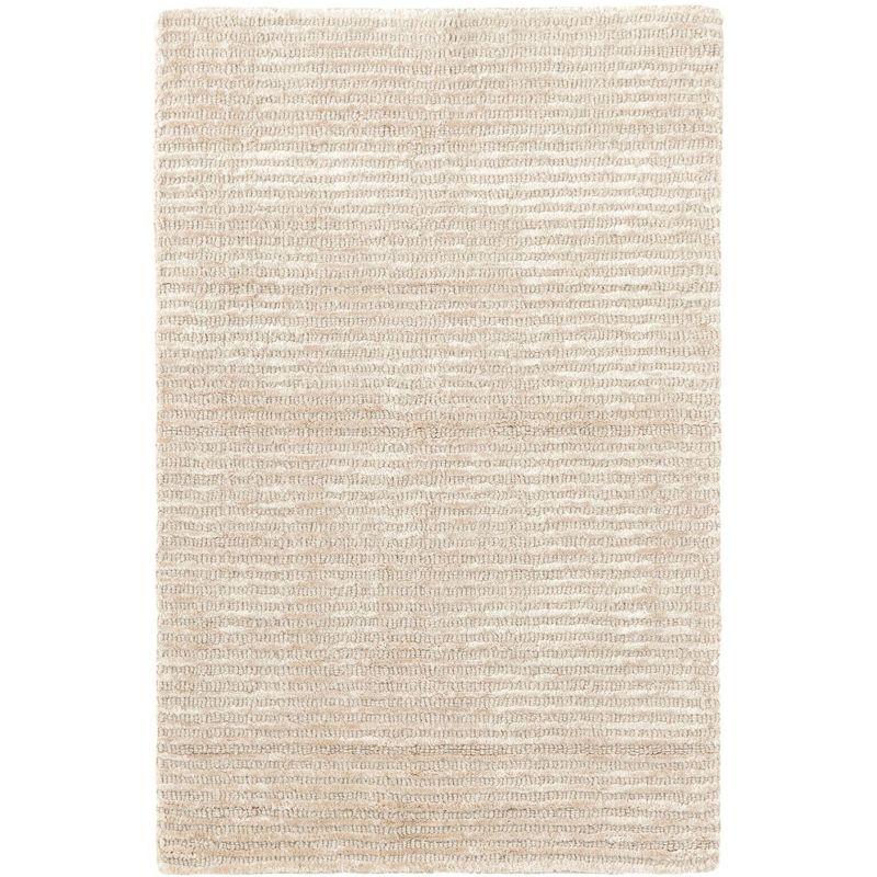 Cut Stripe Ivory Hand Knotted Viscose/Wool Rug
