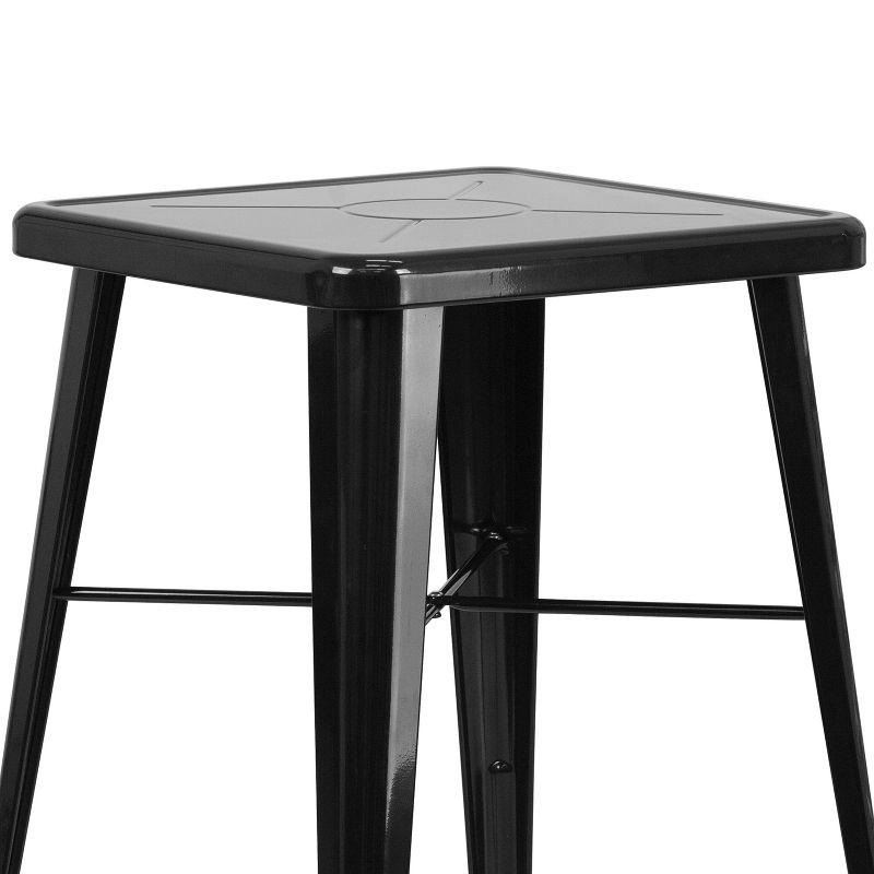 Flash Furniture Commercial Grade 23.75" Square Black Metal Indoor-Outdoor Bar Table Set with 2 Stools with Backs