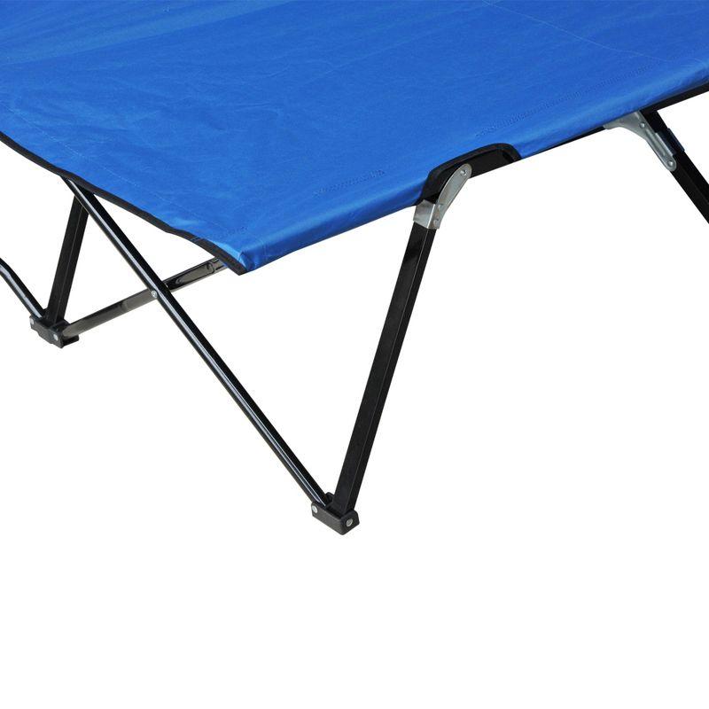 Outsunny 2 Person Folding Camping Cot, Portable Sleeping Cot with Carry Bag, Blue
