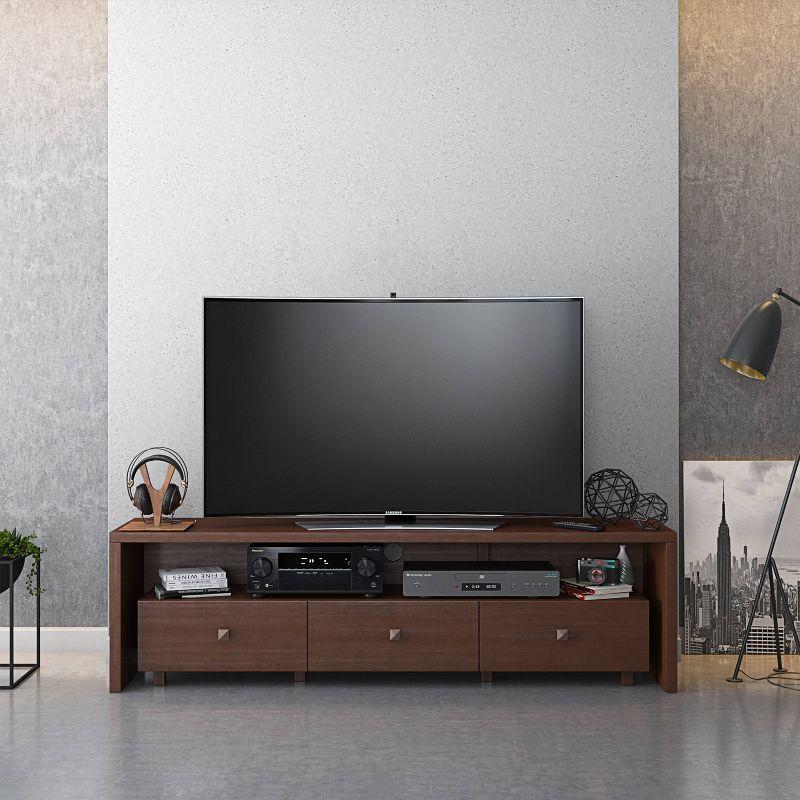 Elegant Hickory Brown TV Stand with Storage for Up to 75" TVs