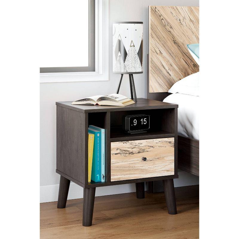 Piperton Nightstand Black/Gray - Signature Design by Ashley: Dual-Tone, Open Shelf, Matte Knobs