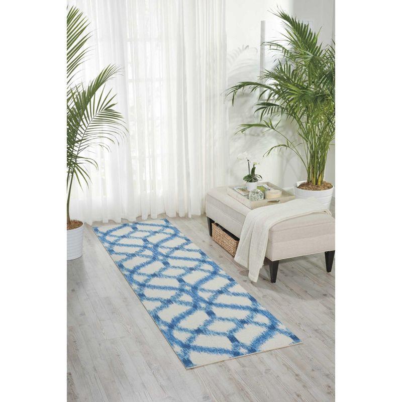 Waverly Sun & Shade "Izmir Ikat" Aegean Indoor/Outdoor Area Rug by Nourison SND05 2'3" x 8'