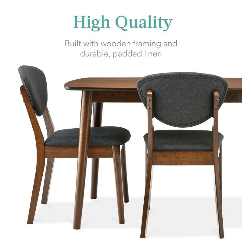 5-Piece Compact Wooden Mid-Century Modern Dining Set w/ 4 Chairs, Padded Seat & Back